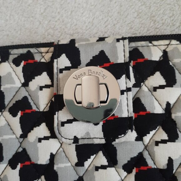 Vera Bradley Turnlock Wallet Grey Black Quilted Scottish Terrier - Picture 2 of 11